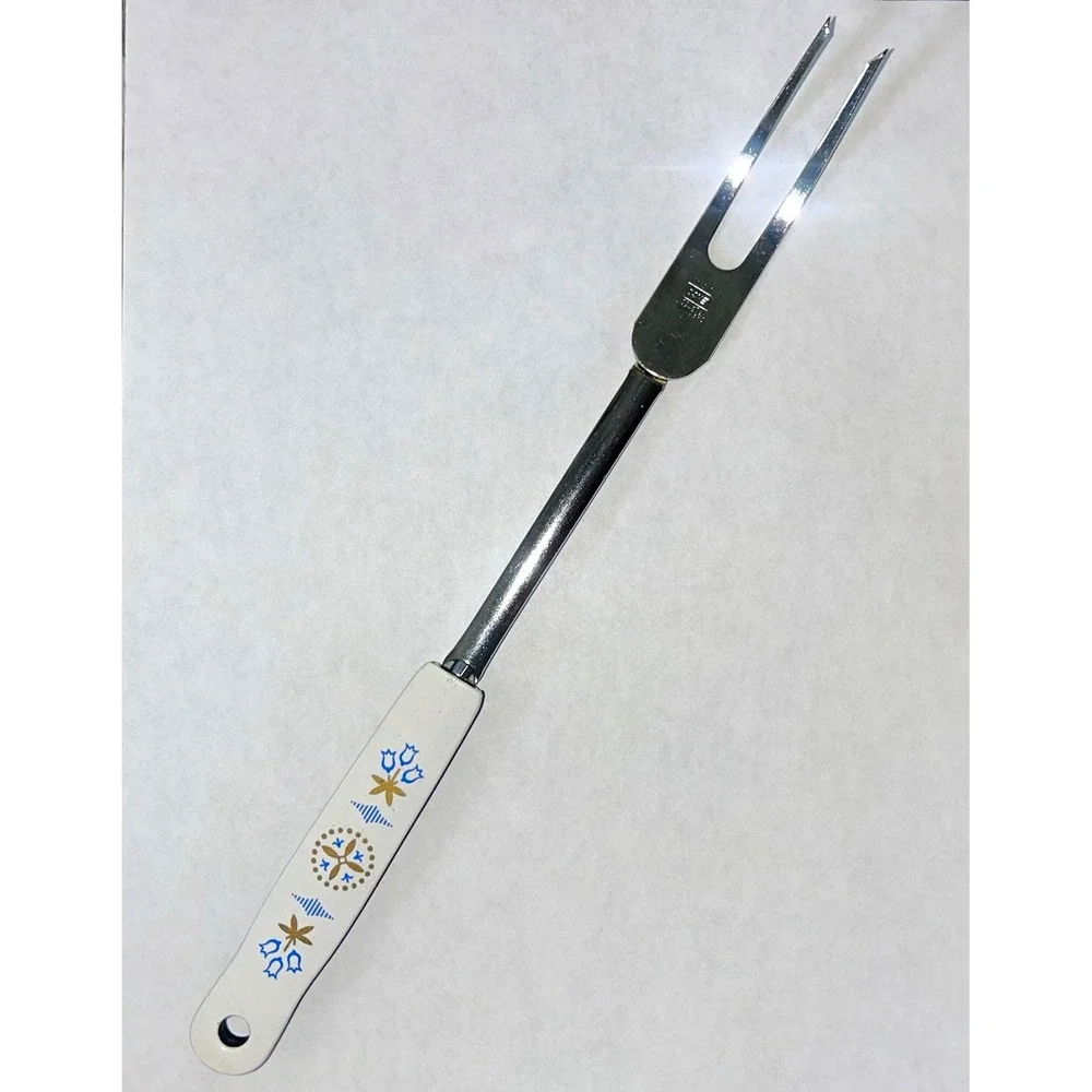 Ekco Lazy Daisy Stainless Steel 2-Tine Fork, Floral Plastic Handle, Reusable